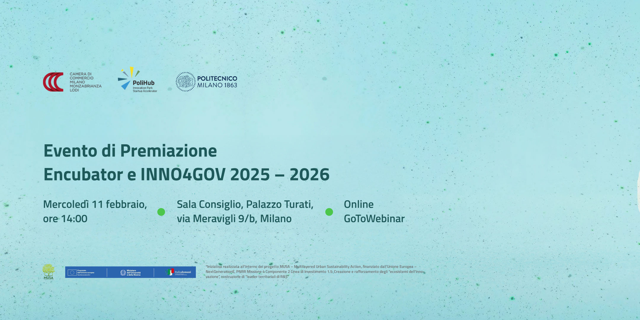 Evento di premiazione Encubator e Inno4Gov 2025 - 2026